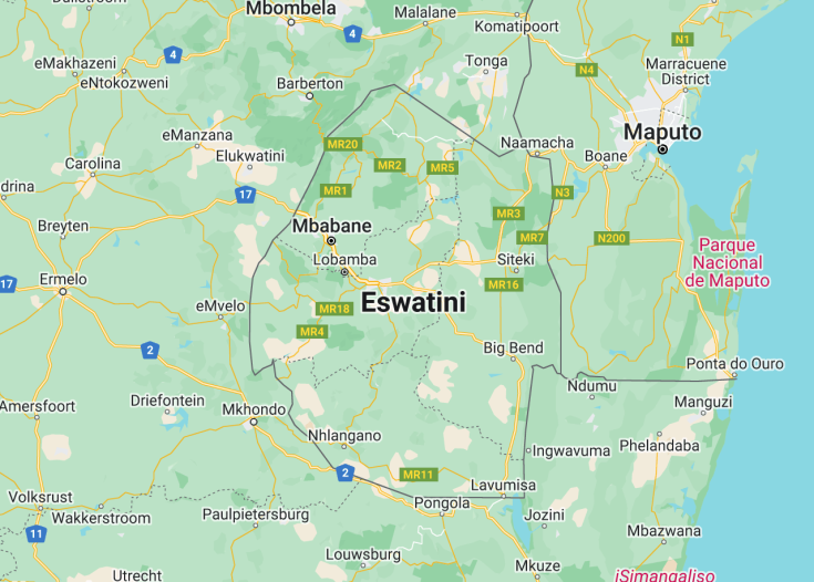 Map of Eswatini, 