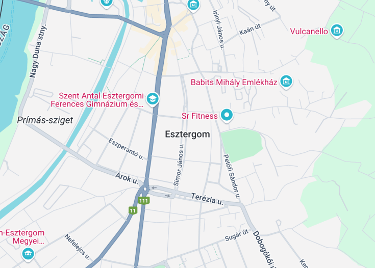 Map of Esztergom, Hungary