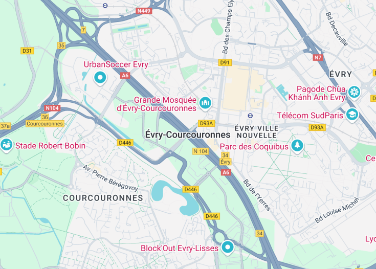 Map of Évry-Courcouronnes, France