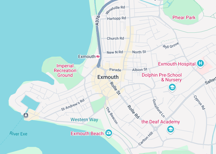 Map of Exmouth, England (United Kingdom)