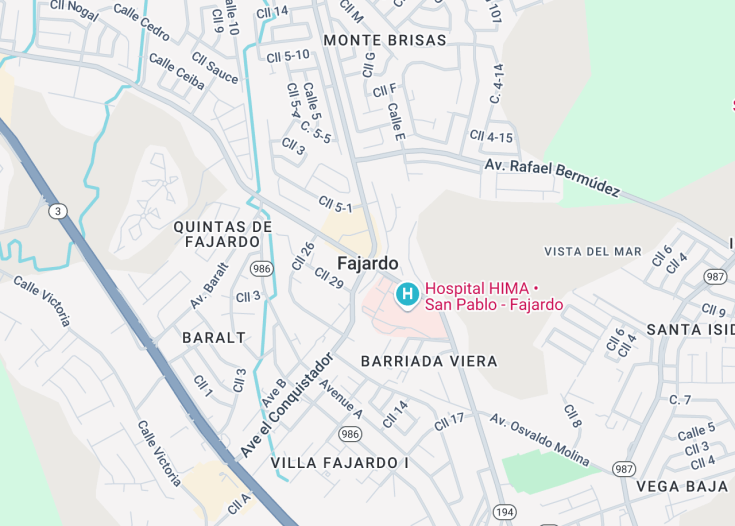 Map of Fajardo, Puerto Rico (USA)