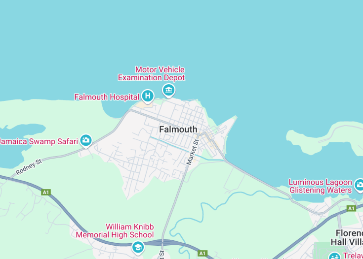 Map of Falmouth, Jamaica