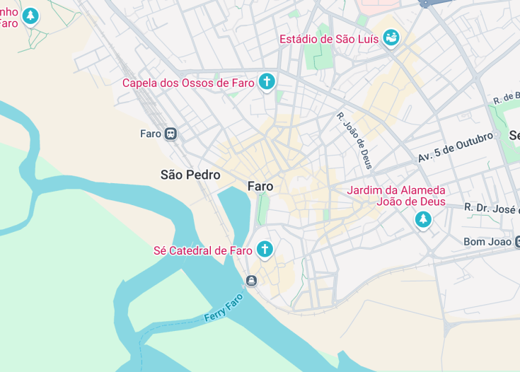 Map of Faro, Portugal