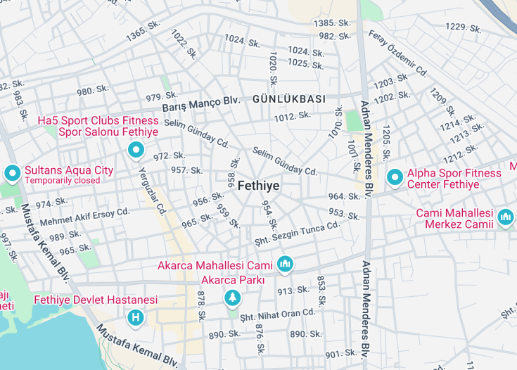 Map of Fethiye, Turkey