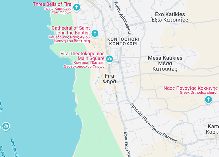 Map of Fira, Greece