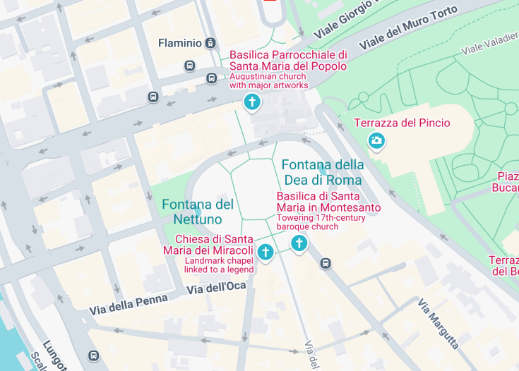 Map of Flaminio obelisk at piazza del Popolo, Rome