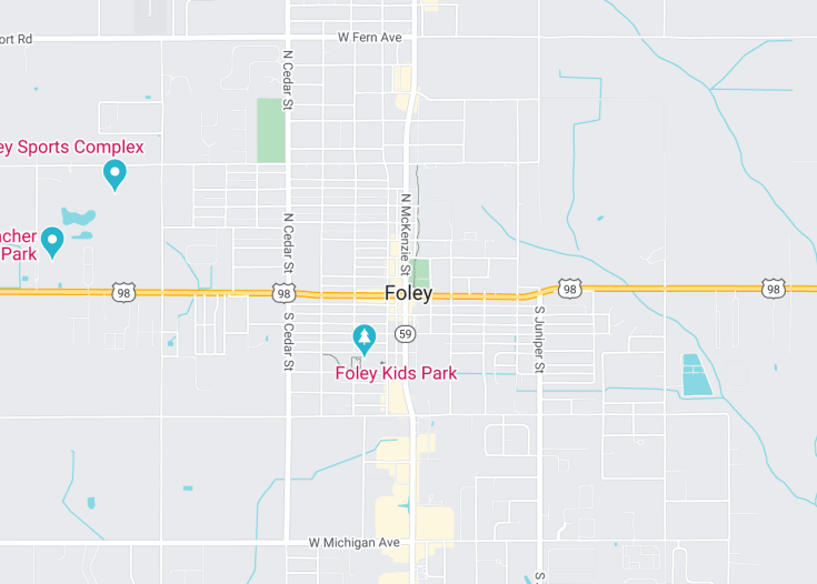 Map of Foley, Alabama (USA)