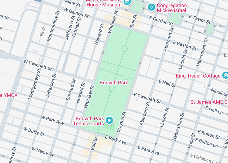 Map of Forsyth Park, Savannah