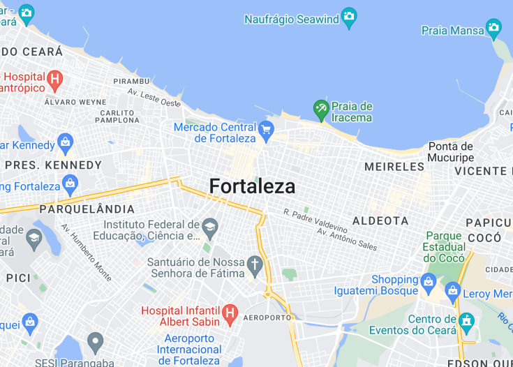 Map of Fortaleza, Brazil