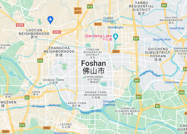 Map of Foshan, China