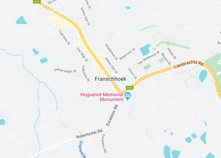 Map of Franschhoek, South Africa