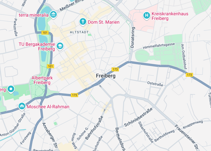 Map of Freiberg, Germany