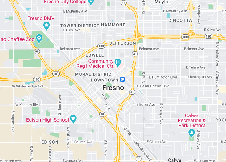 Map of Fresno, California (USA)