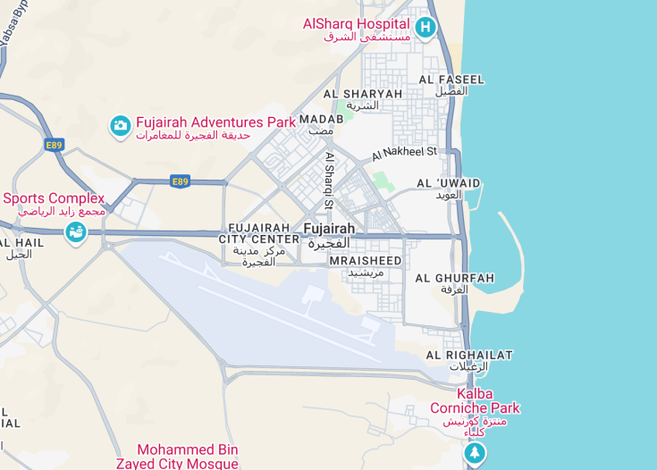 Map of Fujairah, United Arab Emirates