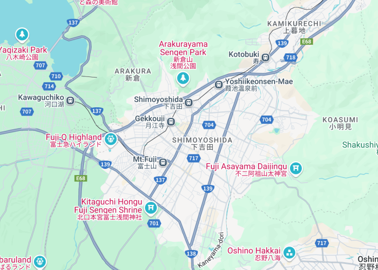 Map of Fujiyoshida, Japan