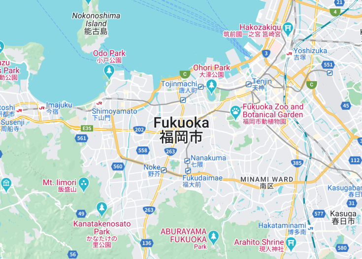 Map of Fukuoka, Japan