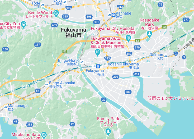 Map of Fukuyama, Japan