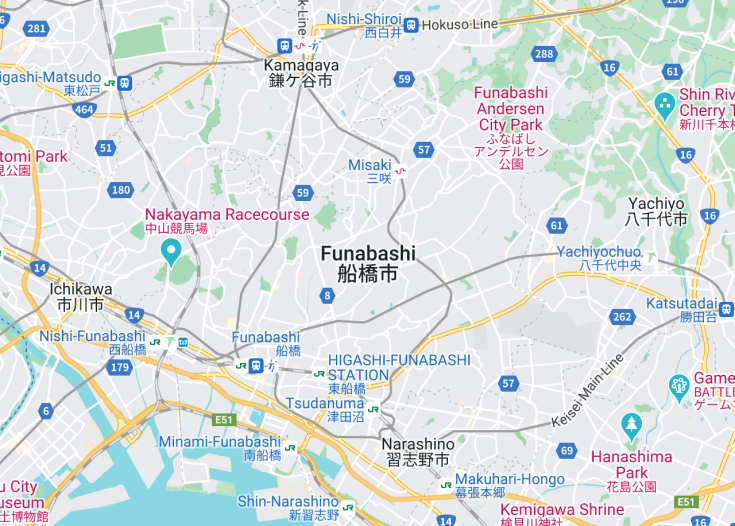 Map of Funabashi, Japan