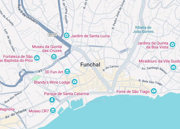 Map of Funchal, Portugal