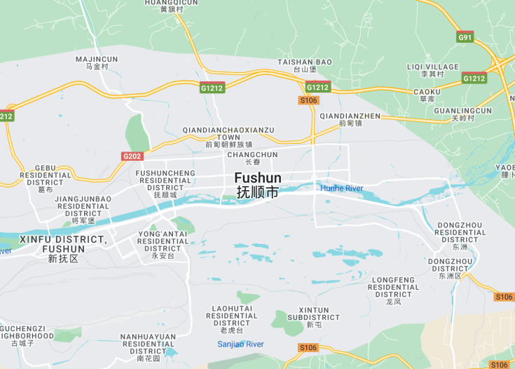 Map of Fushun, China