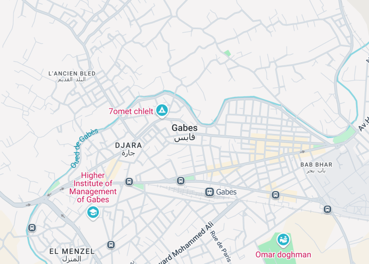 Map of Gabès, Tunisia