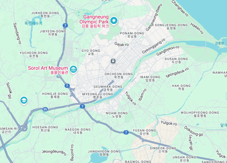 Map of Gangneung, South Korea