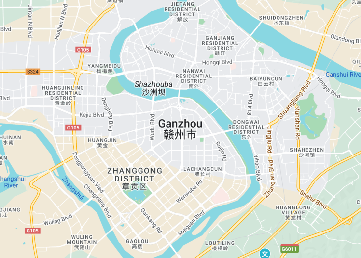 Map of Ganzhou, China