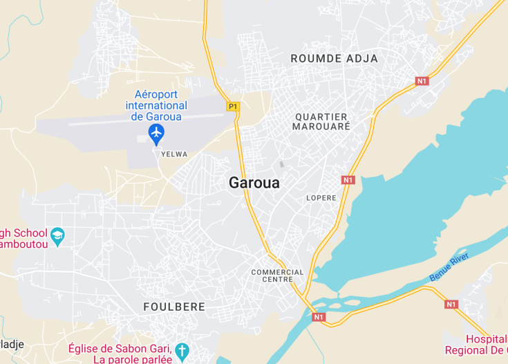 Map of Garoua, Cameroon