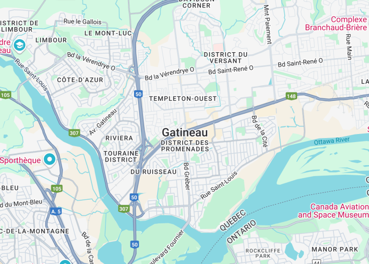 Map of Gatineau, Canada