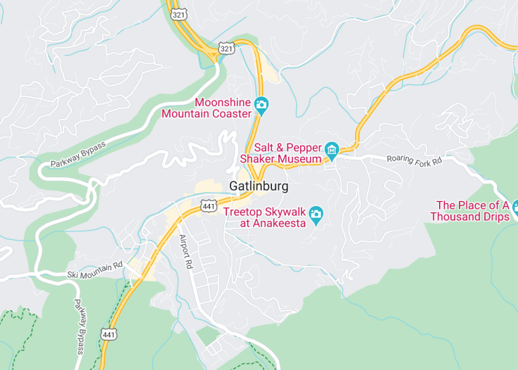 Map of Gatlinburg, Tennessee (USA)