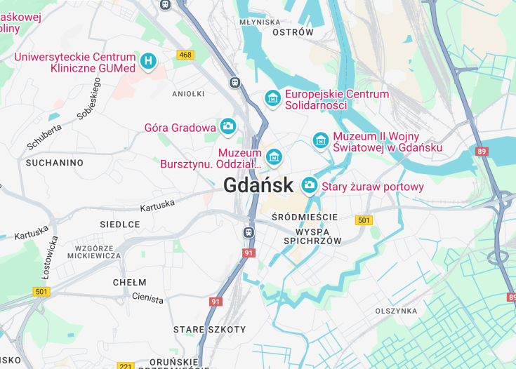 Map of Gdańsk, Poland