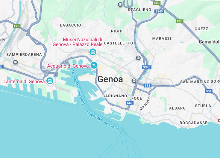 Map of Genoa, Italy