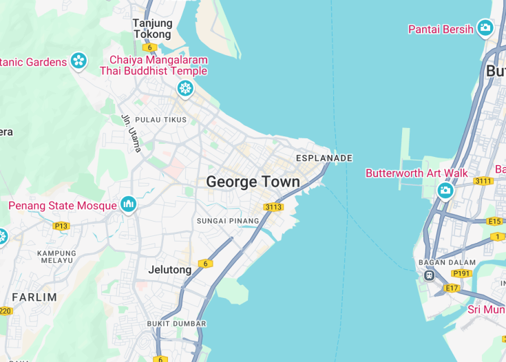 Map of George Town, Malaysia