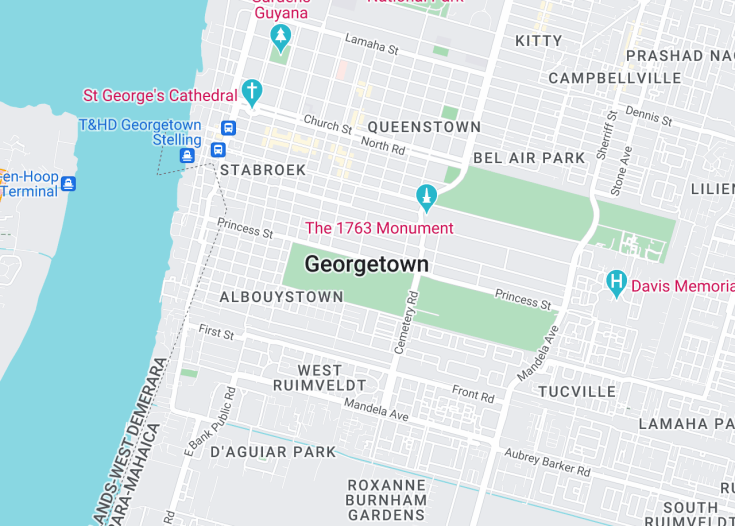 Map of Georgetown, Guyana