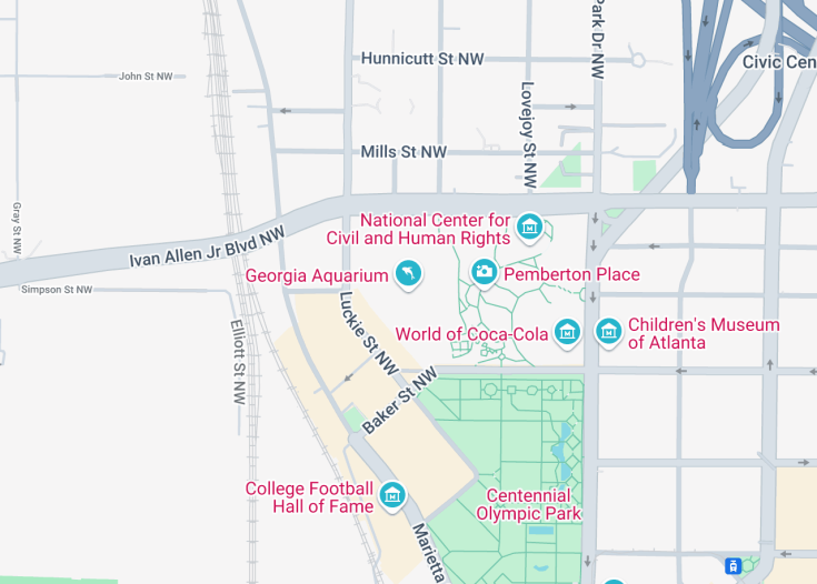 Map of Georgia Aquarium, Atlanta