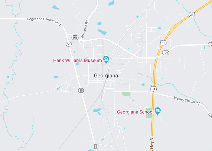 Map of Georgiana, Alabama (USA)