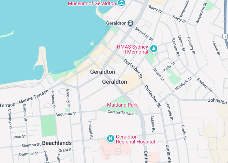 Map of Geraldton, Australia