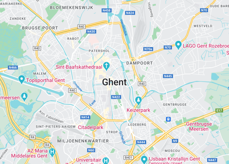 Map of Ghent, Belgium