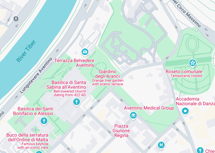 Map of Giardino degli aranci, Rome