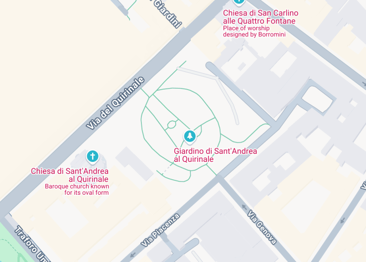 Map of Giardino di S. Andrea al Quirinale, Rome