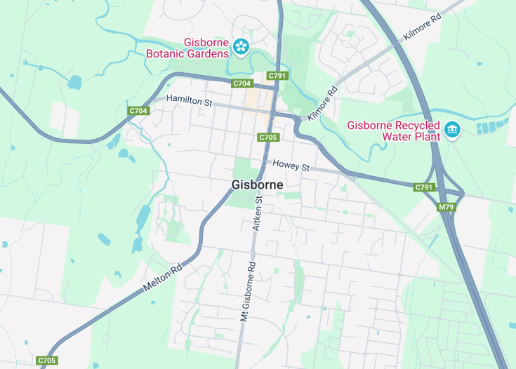 Map of Gisborne, Australia