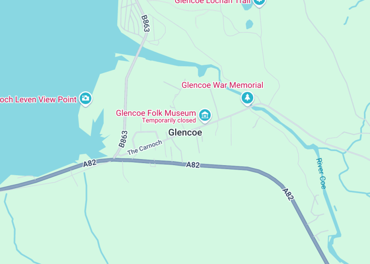 Map of Glencoe, Scotland (United Kingdom)