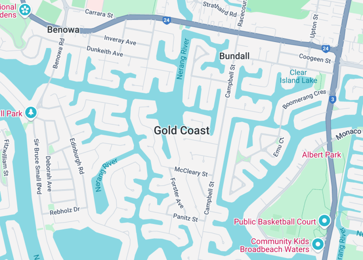 Map of Gold Coast, Australia