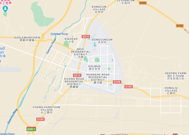 Map of Golmud, China