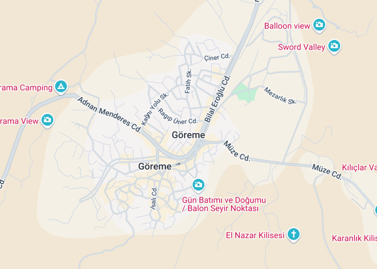 Map of Göreme, Turkey