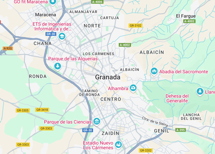 Map of Granada, Spain