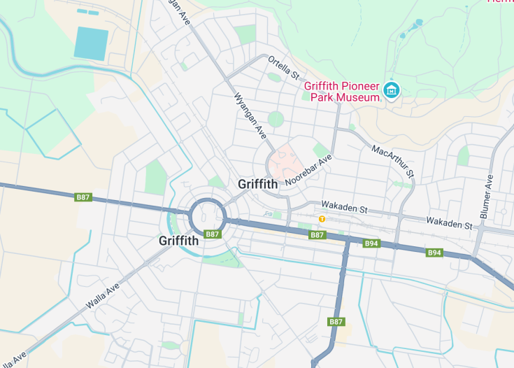 Map of Griffith, Australia