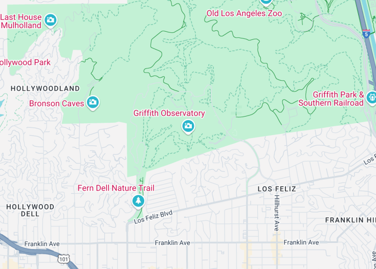 Map of Griffith Observatory, Los Angeles