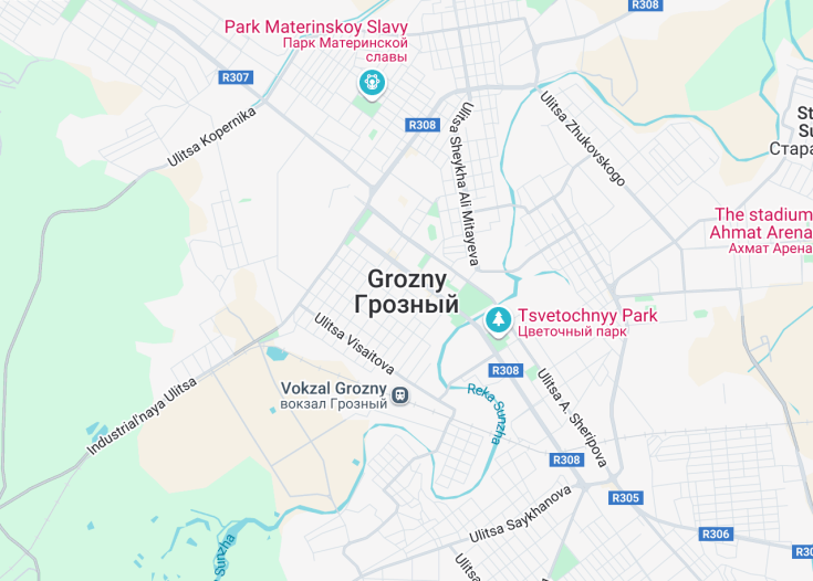 Map of Grozny, Chechnya (Russia)