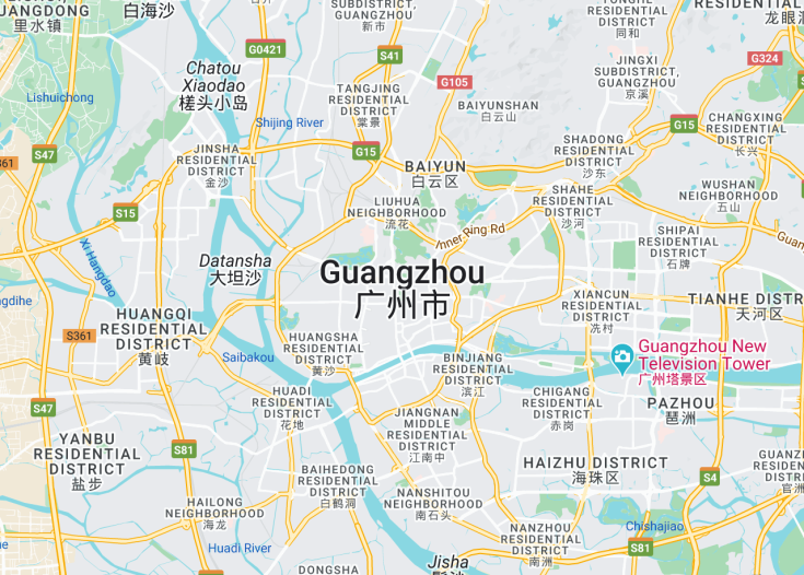 Map of Guangzhou, China